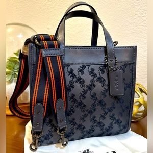 Coach Field Tote 22 Dark Navy Leather Horse and Carriage Crossbody/Tote - CD750
